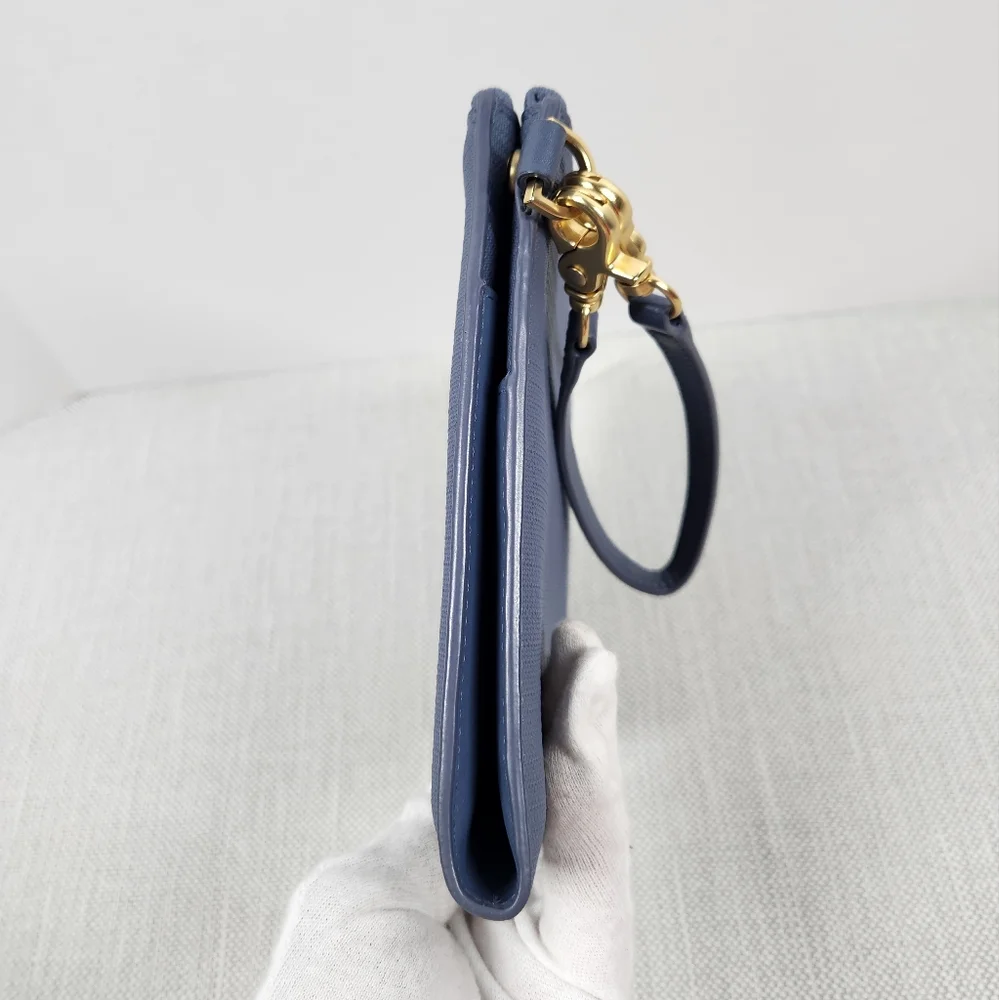 Dagne Dover Essentials Coated Canvas Blue Clutch Wallet Wristlet
